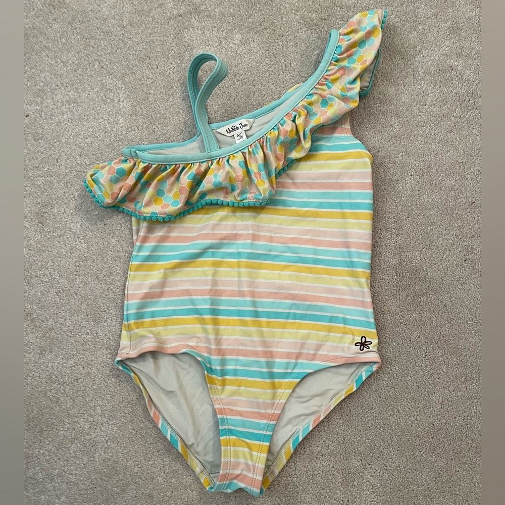 Matilda Jane Dream Chasers Lollipop Lines Swimsuit sz 8